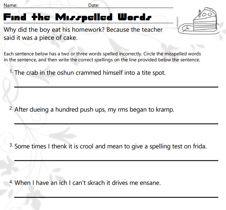 Find The Misspelled Words Emphasis On cr Blends Educational Resource